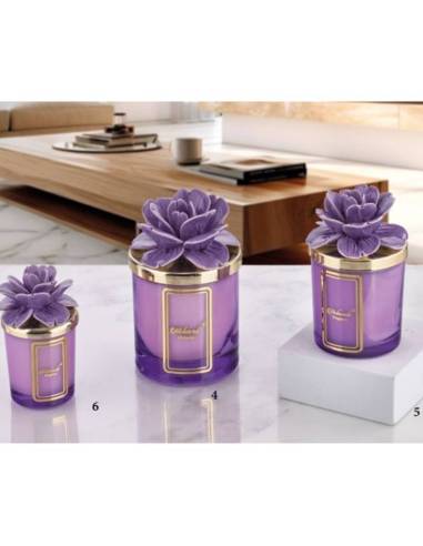 Candele profumate bomboniere fiori in ceramica Capodimonte peonia Melaverde