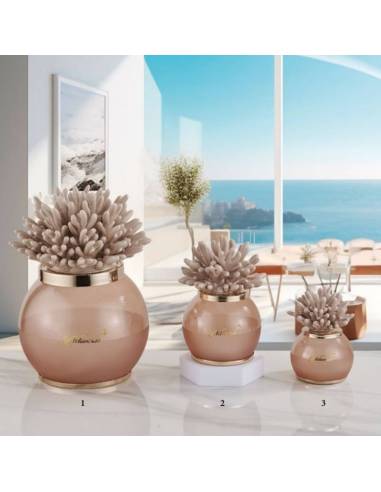 Lampade a led bomboniere tema mare corallo in ceramica Capodimonte Melaverde