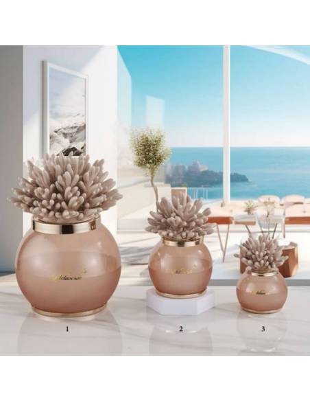 Lampade a led bomboniere tema mare corallo in ceramica Capodimonte Melaverde