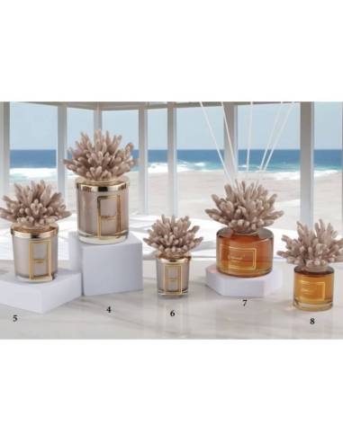 Bomboniere candele e profumatori ambiente tema mare corallo in ceramica Capodimonte Melaverde