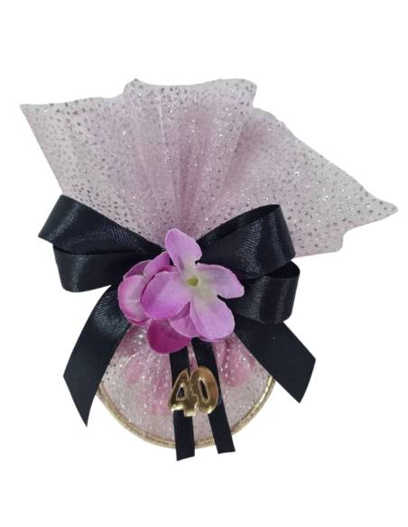 Bomboniere cerchio e tulle quarantesimo compleanno