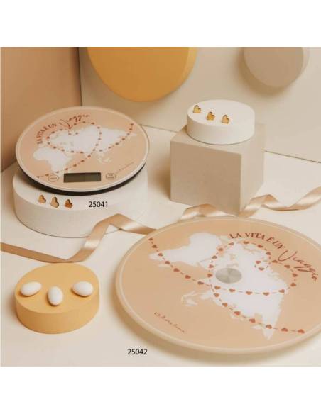 Claraluna bomboniere utili tema viaggio bilancia e vassoio