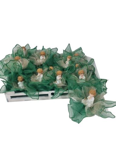 Sacchetti Comunione bambino statuetta abito bianco con cesto