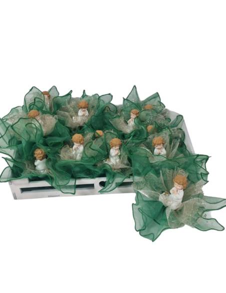 Sacchetti Comunione bambino statuetta abito bianco con cesto