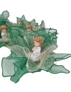 Sacchetti Comunione bambino statuetta abito bianco con cesto 2