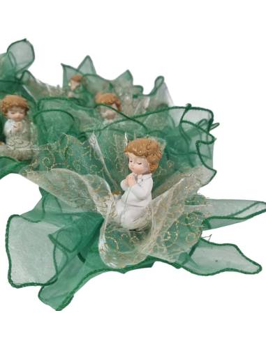 Sacchetti Comunione bambino statuetta abito bianco con cesto