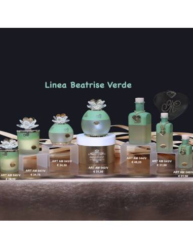 Bomboniere Marechiaro Linea Beatrise Verde bottiglie lampade led e candele eleganti