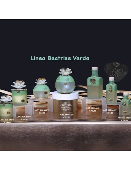 Bomboniere Marechiaro Linea Beatrise Verde bottiglie lampade led e candele eleganti