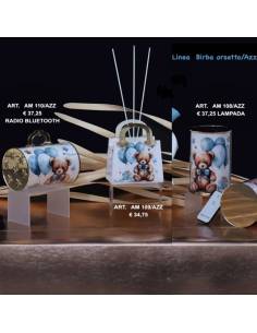 Marechiaro bomboniere Linea Birba orsetto azzurro motivo palloncini particolare