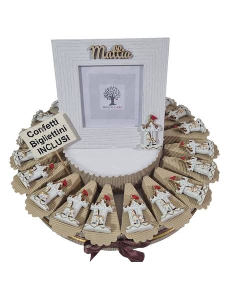 Torta bomboniere Battesimo bimbo cavalluccio giostrina