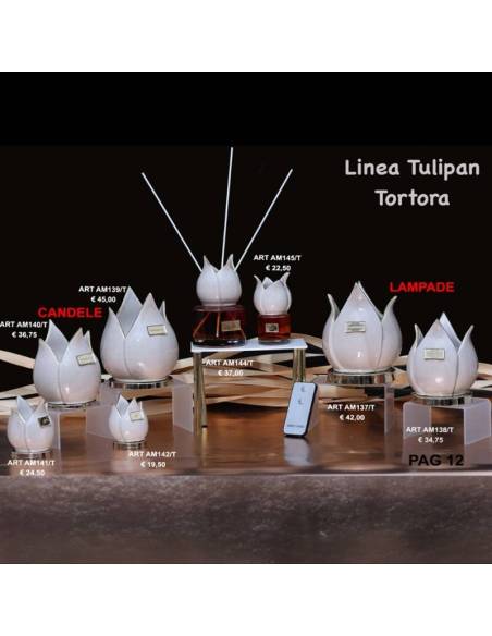 Bomboniere Marechiaro Linea Tulipan Tortora candele profumate lampade led e diffusori