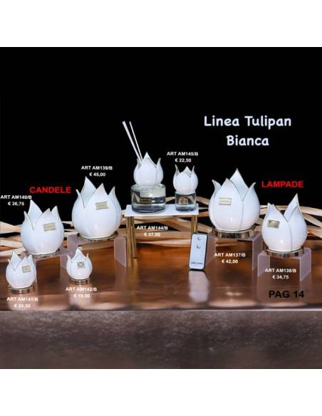 Bomboniere Marechiaro Linea Tulipan Bianca lampade led candele e profumatori fiore