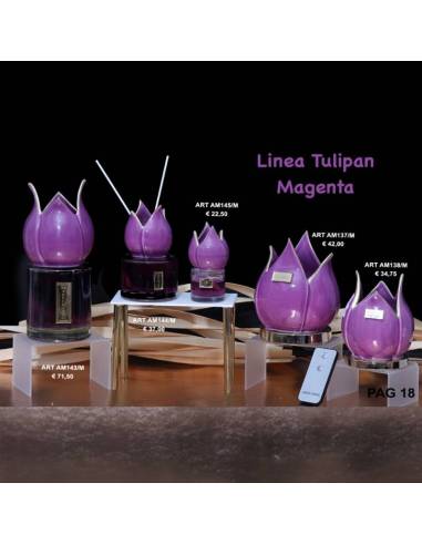 Bomboniere Marechiaro Linea Tulipan Magenta profumatori ambiente e lampade led