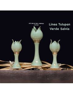 Marechiaro bomboniere Linea Tulipan verde salvia lampade led
