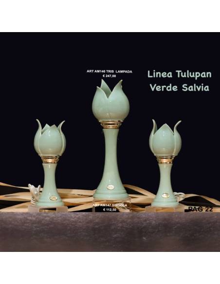 Marechiaro bomboniere Linea Tulipan verde salvia lampade led