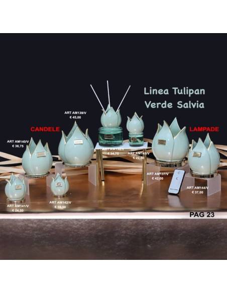 Bomboniere Marechiaro Linea Tulipan Verde Salvia Lampade led candele e profumatori
