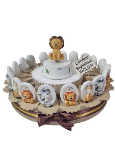 Torta bomboniere animaletti savana statuette