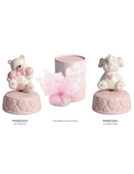 Bomboniere Harmony animaletti carillon in ceramica lucida per Battesimo