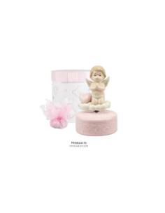 Harmony bomboniere carillon angioletti cuore su nuvola in porcellana lucida per Battesimo