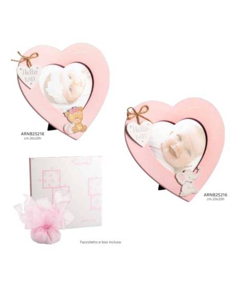 Harmony bomboniere cornici portafoto cuore rosa Battesimo
