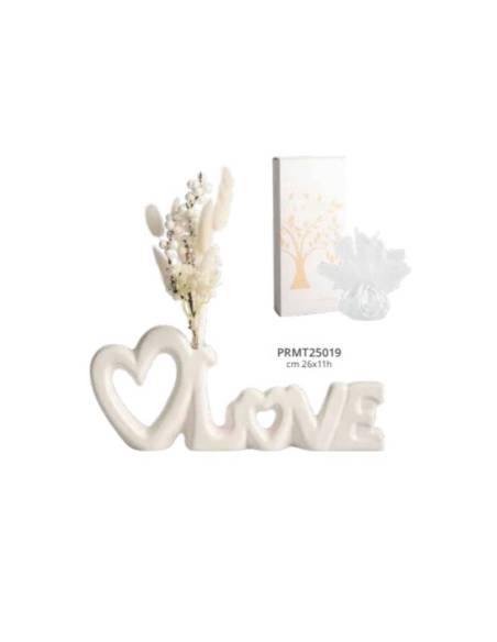 Harmony bomboniere diffusore ambiente cuore love con pampas