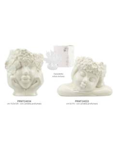 Bomboniere Harmony porta candele profumate volti in porcellana bianca