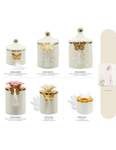 Harmony bomboniere portacandele in porcellana decoro farfalle