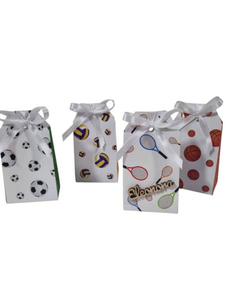 Scatoline portaconfetti personalizzate calcio, pallavolo, tennis e basket