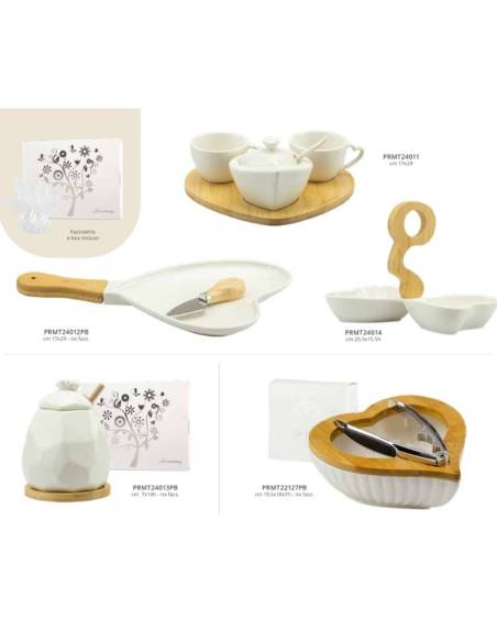 Harmony bomboniere utili e originali in porcellana lucida bianca e bamboo