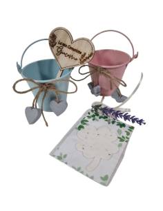 Bomboniere utili scatola semi da piantare e vasetto porta piante con cuore in legno personalizzato | Sindy Bomboniere