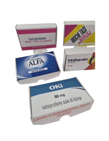 Portaconfetti laurea che rappresenta la scatola voltaren