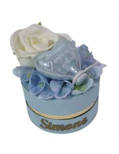 Bomboniere palloncini in ceramica azzurri scatola degustazione confetti 2