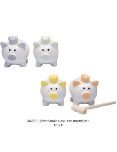 Bomboniere Cuorematto salvadanaio animaletti elefanti con martelletto