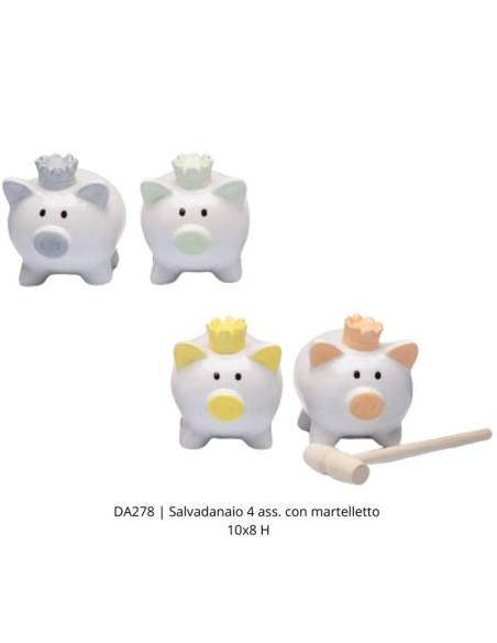 Bomboniere Cuorematto salvadanaio animaletti elefanti con martelletto