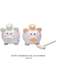 Cuorematto bomboniere animali elefanti salvadanaio assortiti con martelletto