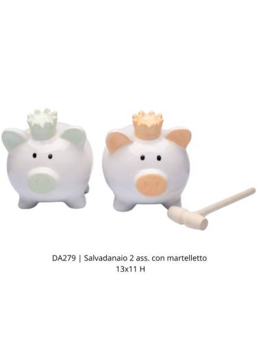 Cuorematto bomboniere animali elefanti salvadanaio assortiti con martelletto