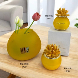 Pienne Design bomboniere in vetro riccio in ceramica gialla Linea Andromeda