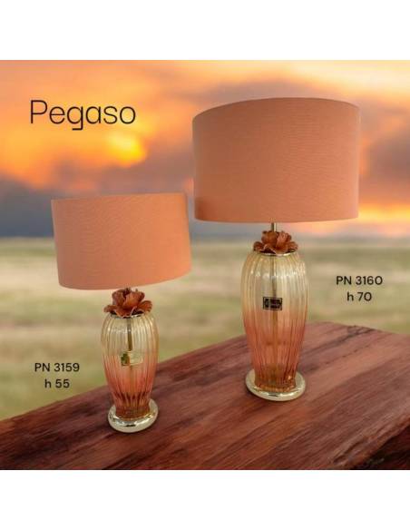 Bomboniere Pienne Design lampade con paralume base in vetro Linea Pegaso