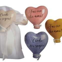Bomboniere palloncini ceramica cuore frase Harmony calamite con sacchetto 2