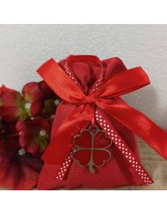Sacchetti per confetti bomboniere Laurea portafortuna ciondolo quadrifoglio