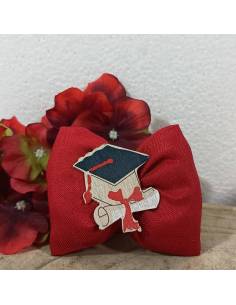 Bomboniere per Laurea Sacchetti confetti fiocco con tocco e tesi in legno