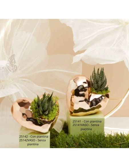 Claraluna bomboniere particolari cuore vasetti porta piante dorati