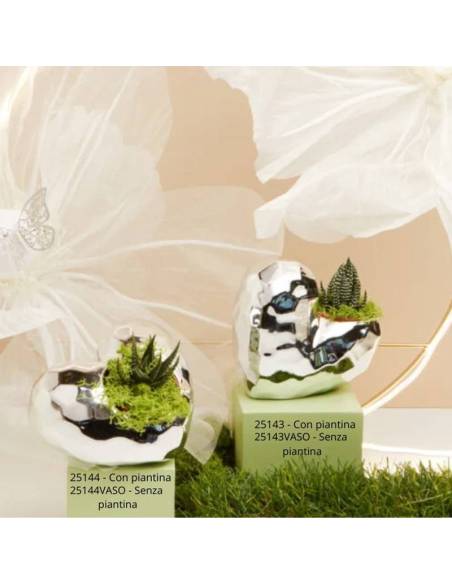 Claraluna bomboniere originali vasi cuori portapiante argentati