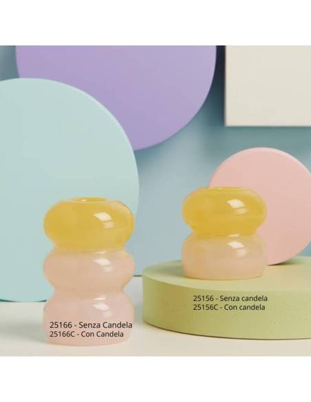 Claraluna bomboniere particolari candelabro rosa e giallo