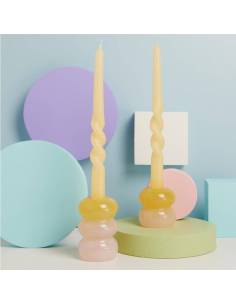 Claraluna bomboniere particolari candelabro rosa e giallo 2