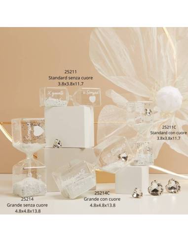 Claraluna bomboniere clessidre con frase e sabbia bianca