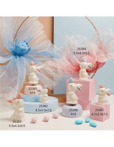 Claraluna bomboniere animali coniglietti in porcellana con cuore