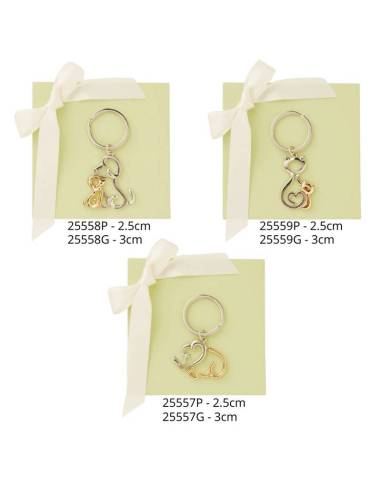 Claraluna bomboniere animaletti portachiavi argentati e dorati