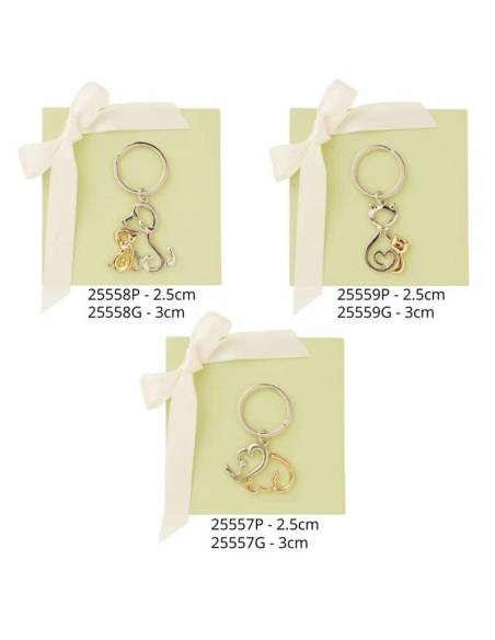 Claraluna bomboniere animaletti portachiavi argentati e dorati