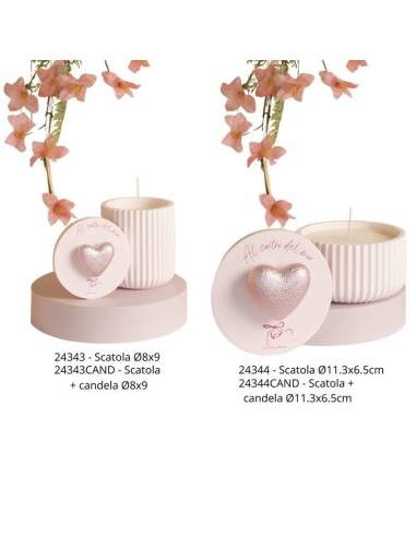 Claraluna bomboniere particolari scatola candele profumate cuore rosa